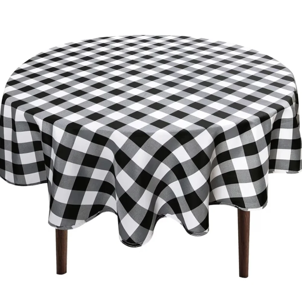 Black and White Checkered Tablecloth Size 40 Inch Round